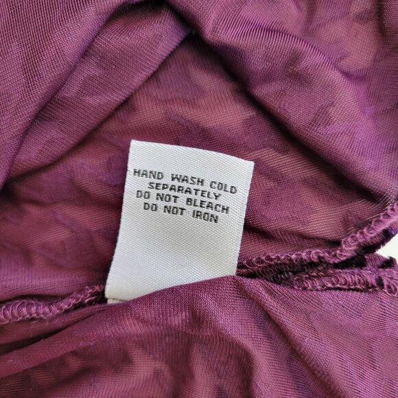 LIV by Habitat Clothes Burgundy Velvet Mesh Houndstooth Sheer Cowl Top Size M - Picture 12 of 14